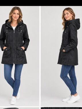 Nicole Miller Black Hooded Anorak Jacket 2X